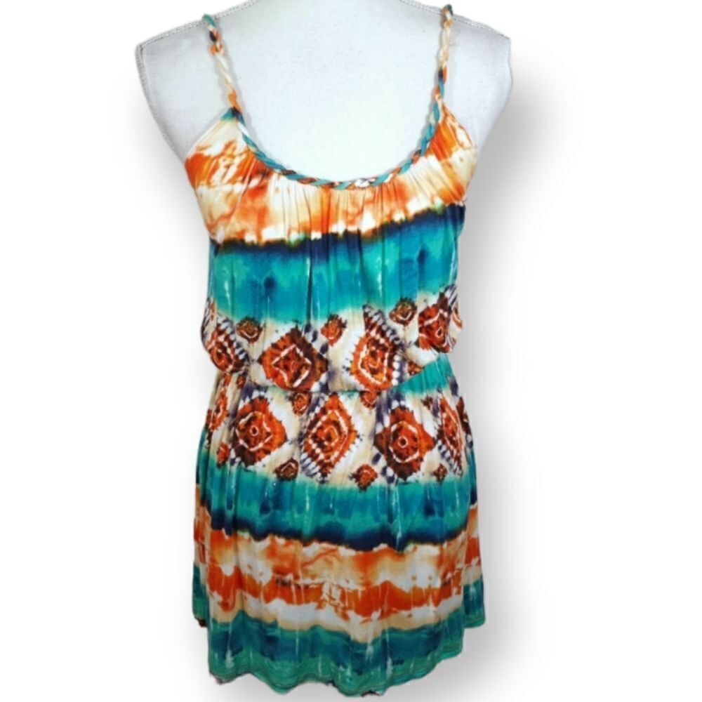 SOPRANO TURQUOISE & ORANGE DRESS SZ.M EUC - Picture 2 of 8
